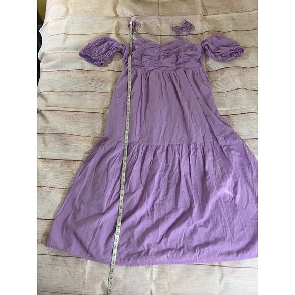 Universal Thread Women's Lavender Puff Sleeve Cold Shoulder Maxi Dress - XL - Picture 6 of 14